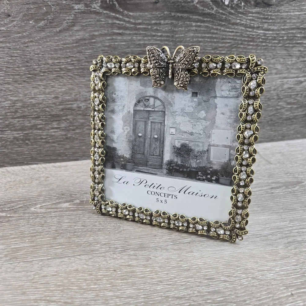 La Petite Maison Concepts 5x5 Jeweled Rhinestone Butterfly Square Photo Frame